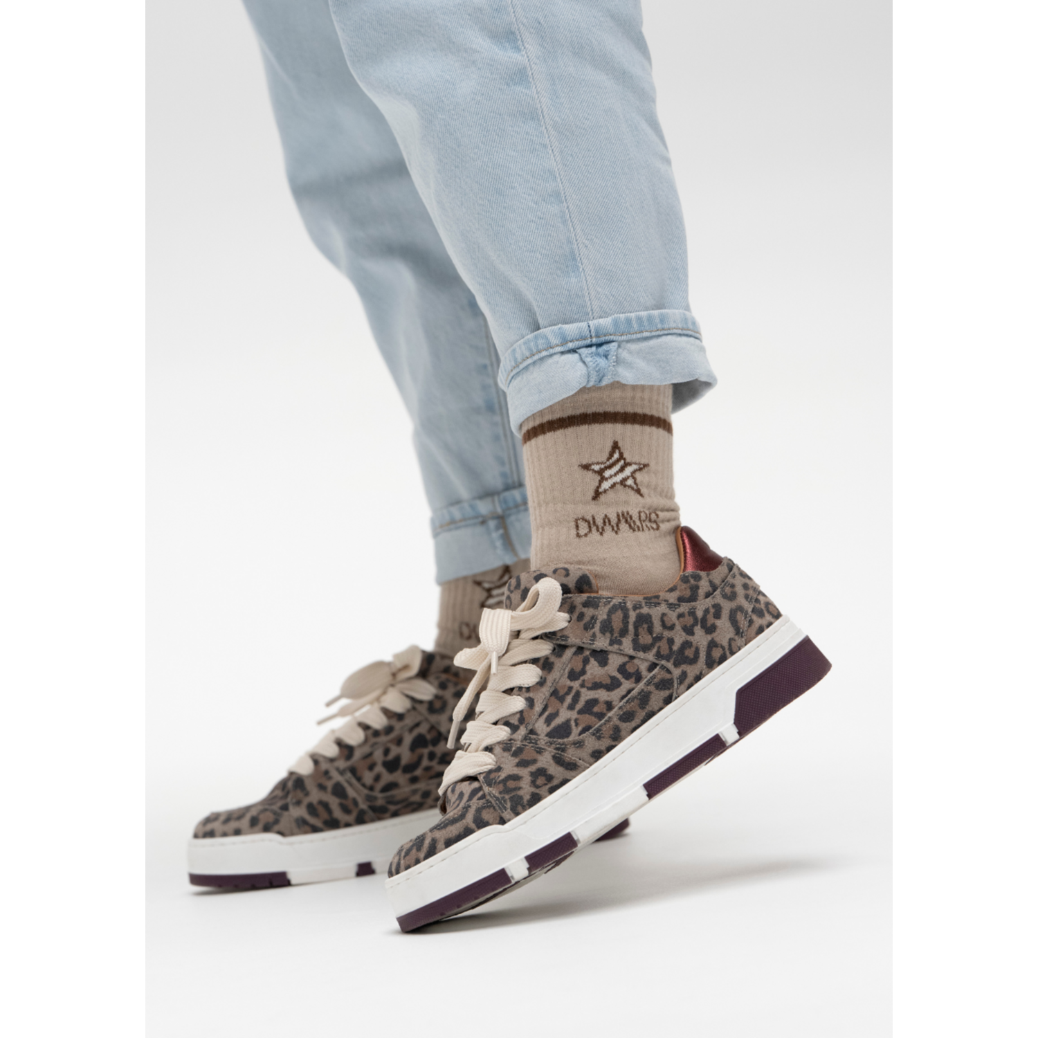 DWRS Label Whitby Leopard Sneaker Grijs
