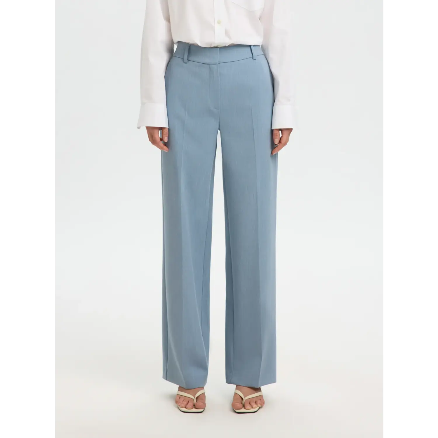 Selected SLWRita MW Wide Pants Licht Blauw