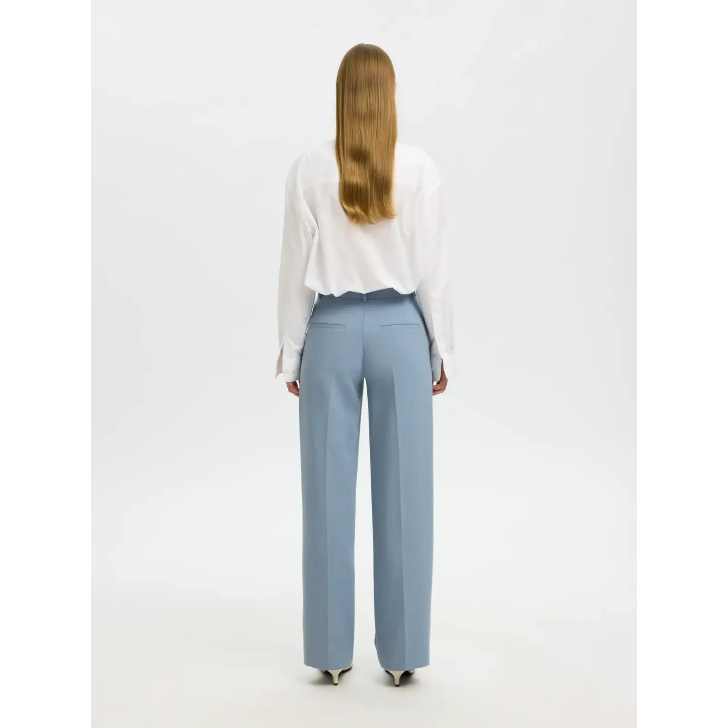 Selected SLWRita MW Wide Pants Licht Blauw - Afbeelding 3