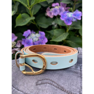 Elvy perfo belt goud/licht blauw