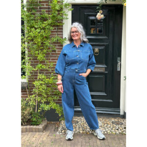 ICHI IHCilk Streep Jeans Barrel Blauw