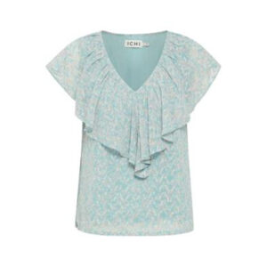 ICHI IHVelma Flower Ruffle Blouse Top Blauw