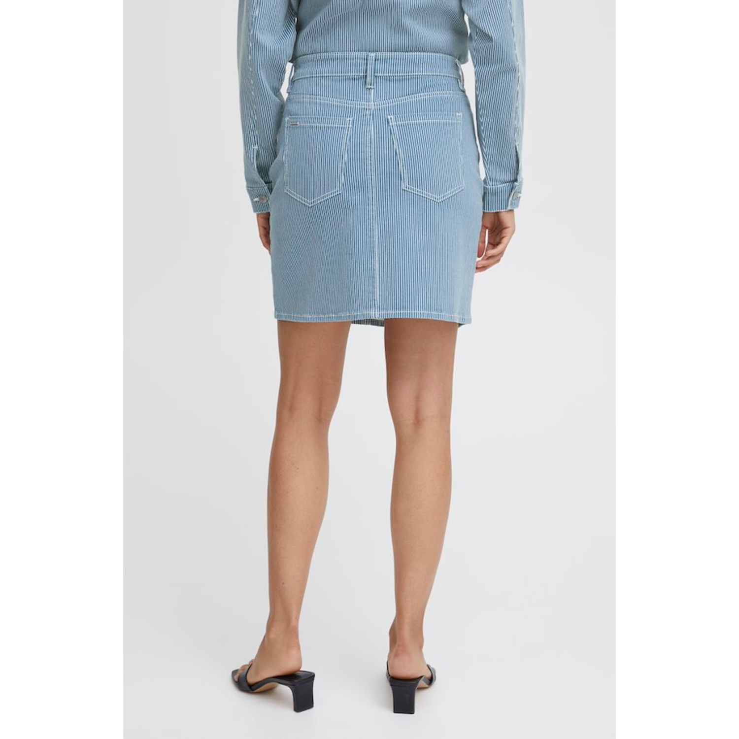 B.Young ByKasio Denim Streep Skirt Blauw - Afbeelding 7
