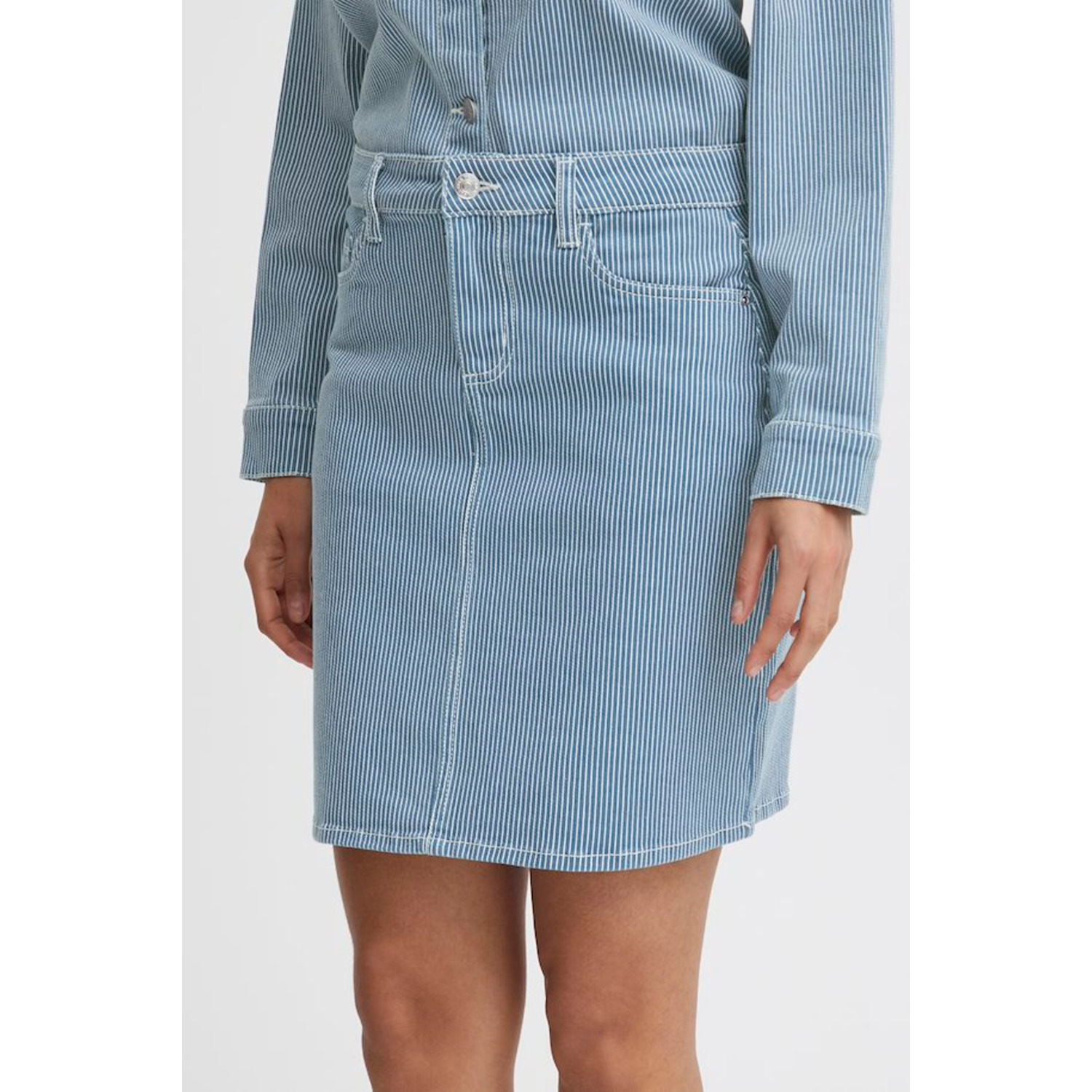 B.Young ByKasio Denim Streep Skirt Blauw