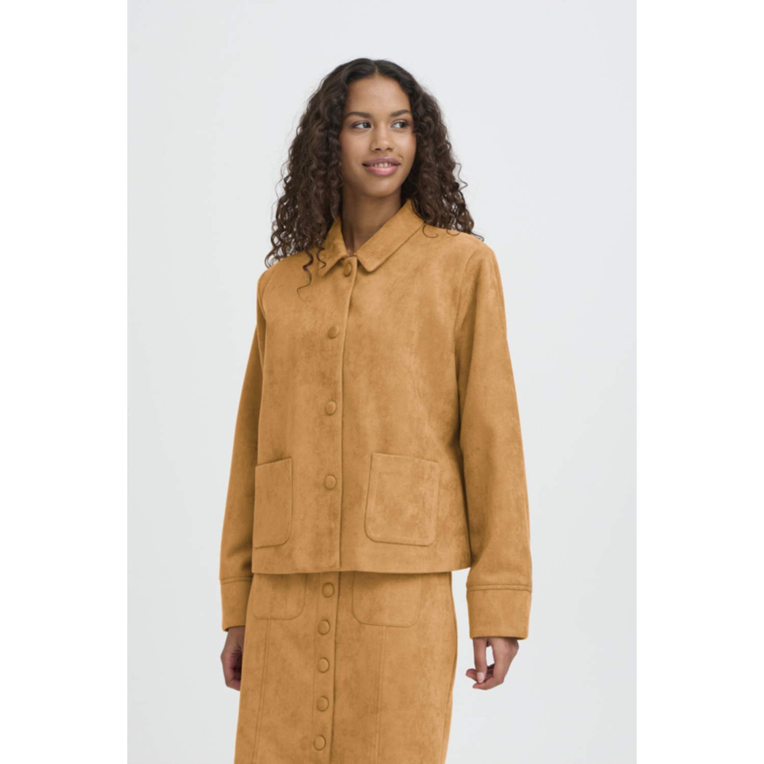ICHI IHCrevo Suèdine Jacket Licht Bruin - Afbeelding 8
