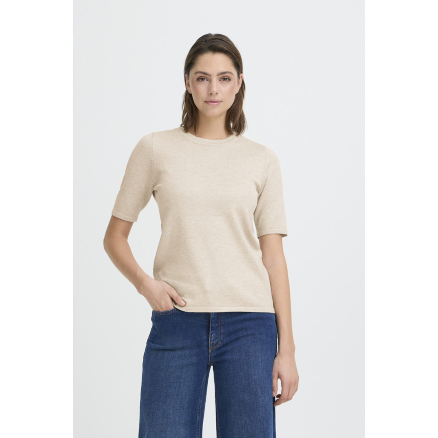 ICHI IHLuls O-Neck SS Melange Beige - Afbeelding 2