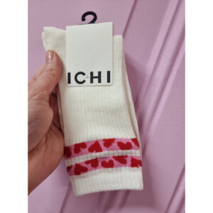 ICHI IARoma Hartjes Sokken Roze Wit