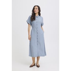 B.young BYKosmo Gestreepte Doorknoop Jurk Blauw