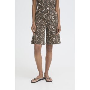 ICHI IHBrokes Leopard Jeans Shorts Bruin
