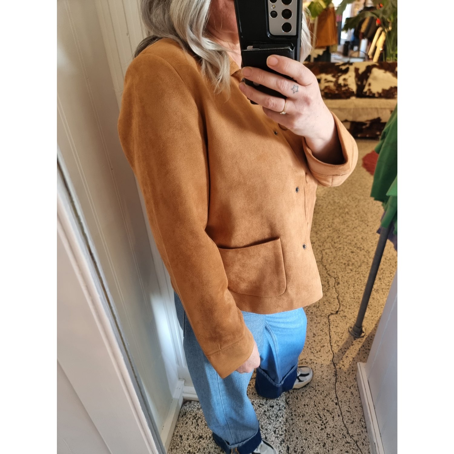 ICHI IHCrevo Suèdine Jacket Licht Bruin - Afbeelding 3