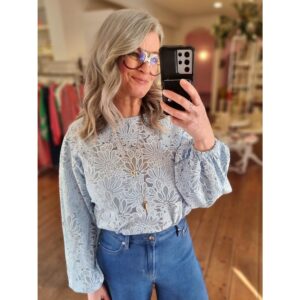 Fluresk Jazmin Flower Blouse Top Licht Blauw