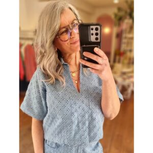 Fluresk Sana Top Denim Blauw