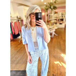 ICHI IHKate Sus Cropped Blazer Licht Blauw