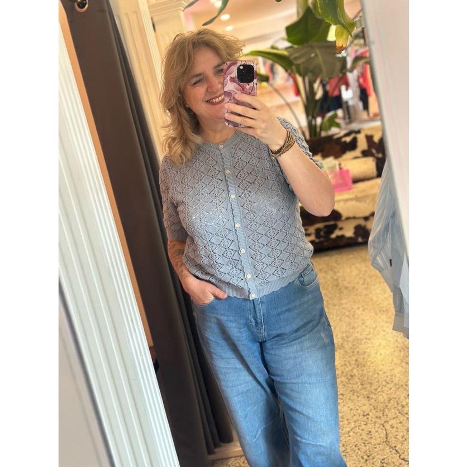 Selected SLFSofia 2/4 Knit Vest Licht Blauw - Afbeelding 3