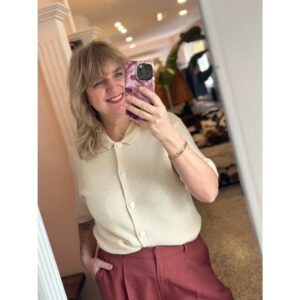 ICHI IHDemue Korte Mouw Vestje Beige