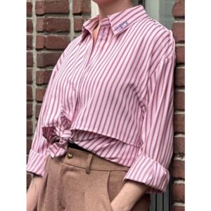 Fluresk Kia Streep Blouse Wit Roze