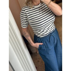 ICHI IHMira Striped T-Shirt Blauw Wit