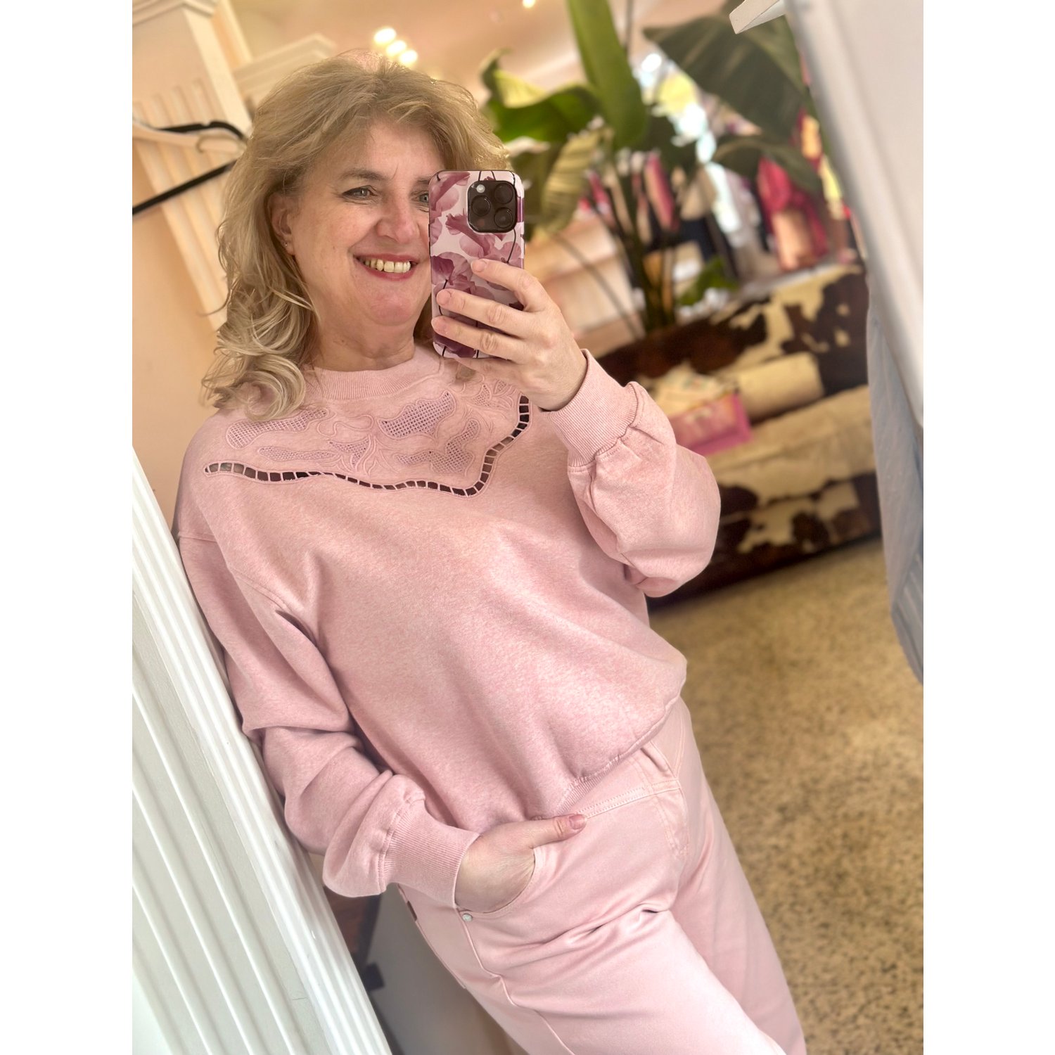 Pulz PZAnastasia Sweater Zilver Roze