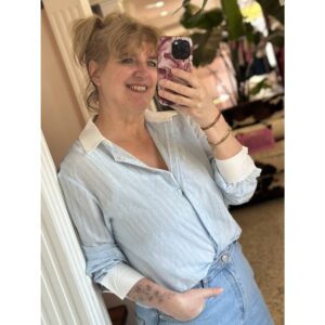 Fluresk Maelle Glitter Stud Blouse Blauw Wit