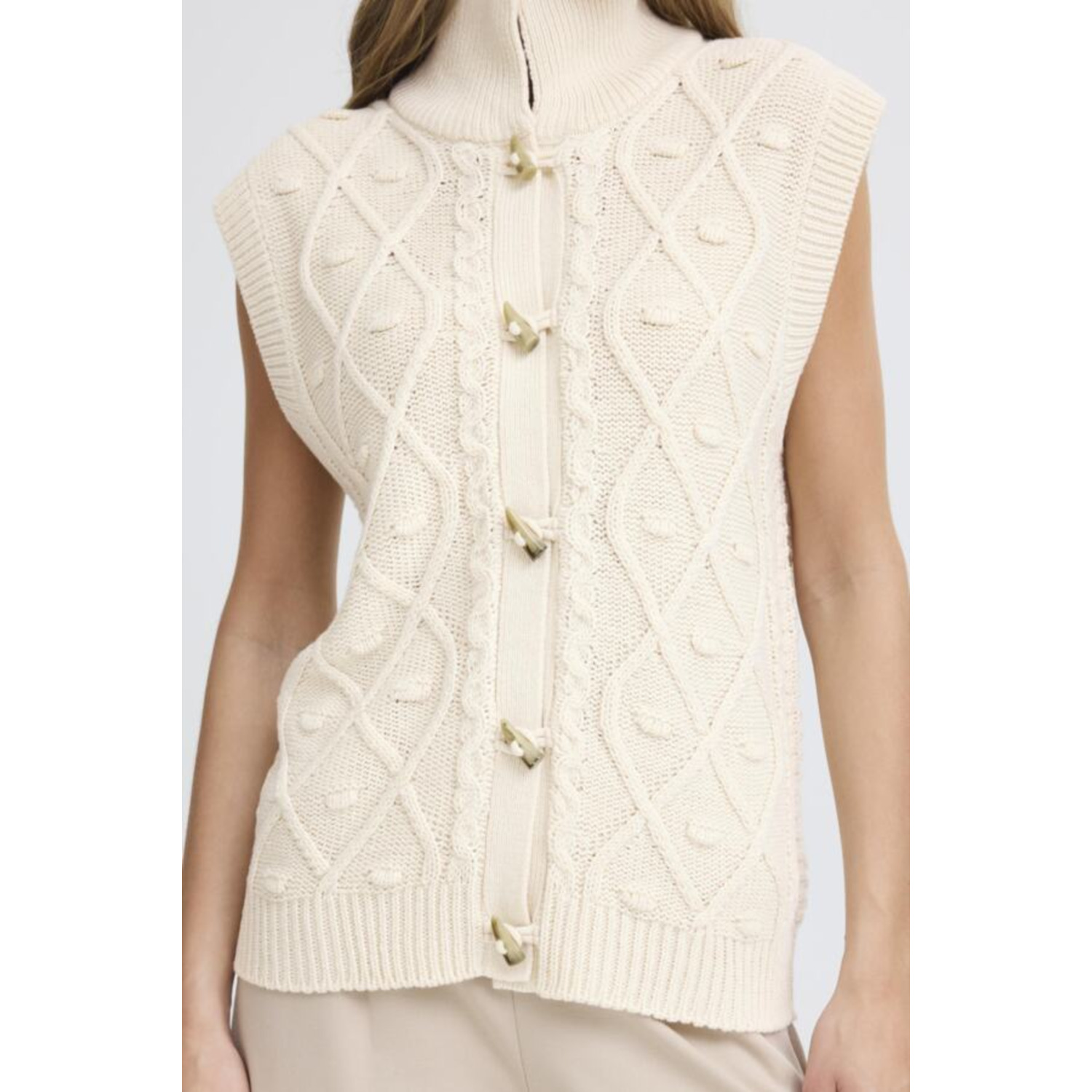 ICHI IHDestan Waistcoat Spencer Crème - Afbeelding 5