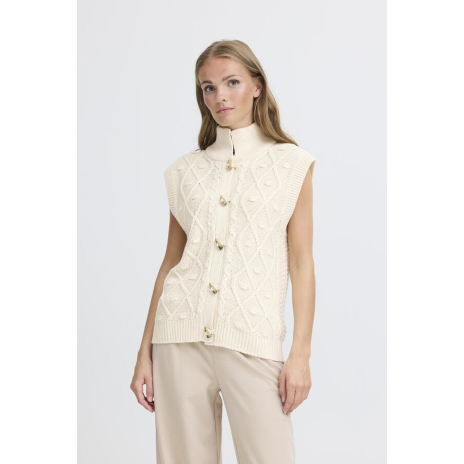 ICHI IHDestan Waistcoat Spencer Crème