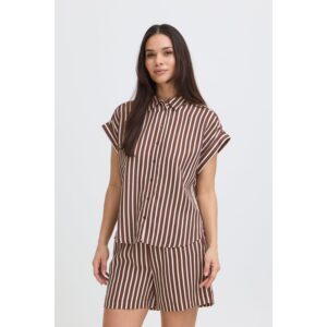 B.young BYEvino Striped Shirt Wit Bruin