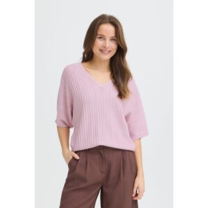 B.young BYMobbe V Neck Glitter Top Zacht Roze