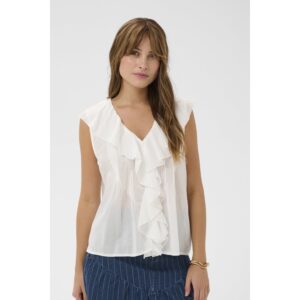 Culture CUMusso Ruffle Blouse Top Wit