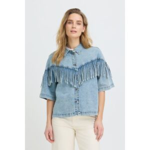 Pulz PZCaisa Fringe Jeans Blouse Blauw