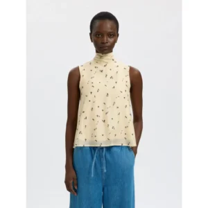 Selected Women SLFIris Tie Top Crème