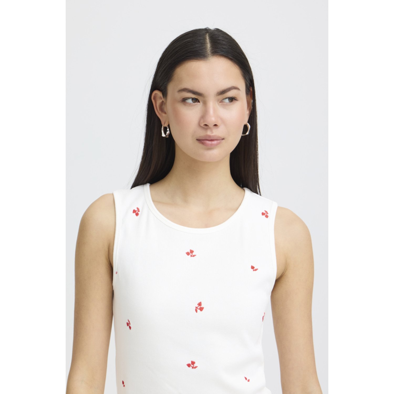 ICHI IHPalma Rode Cherries Tanktop Wit - Afbeelding 4