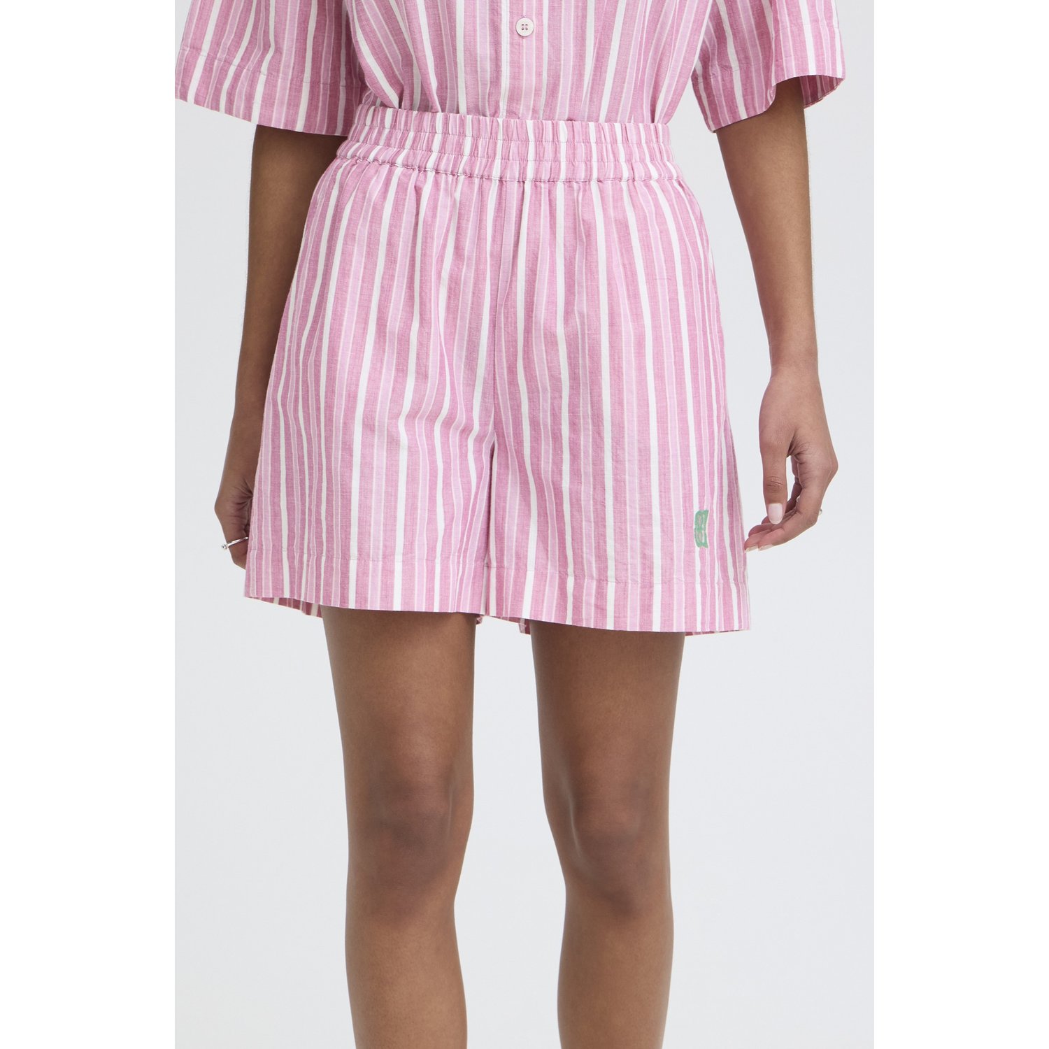 ICHI IHIndra Striped Shorts Wit Roze - Afbeelding 5