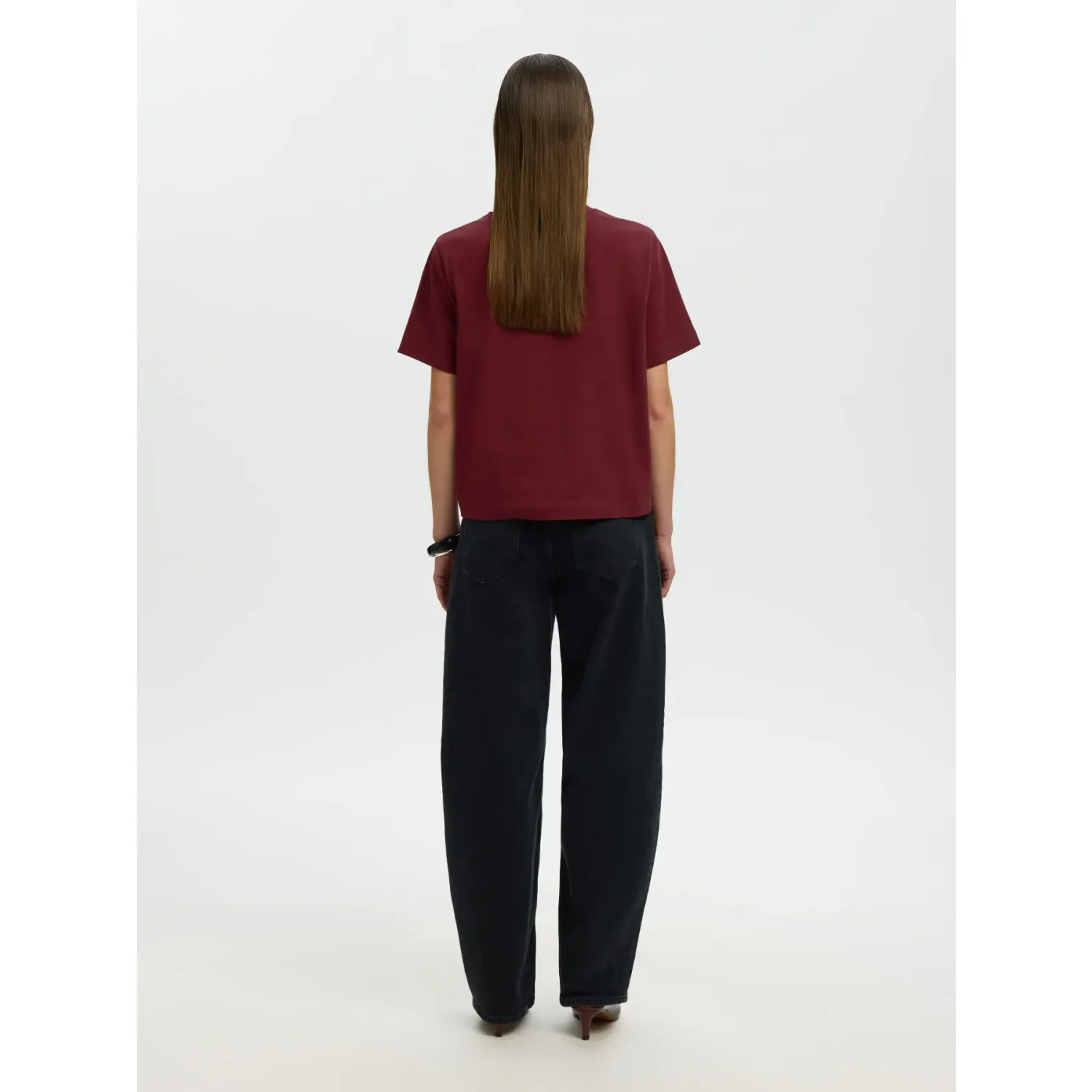 Selected Women SLWEssential Boxy T-Shirt Bordeaux Rood - Afbeelding 2
