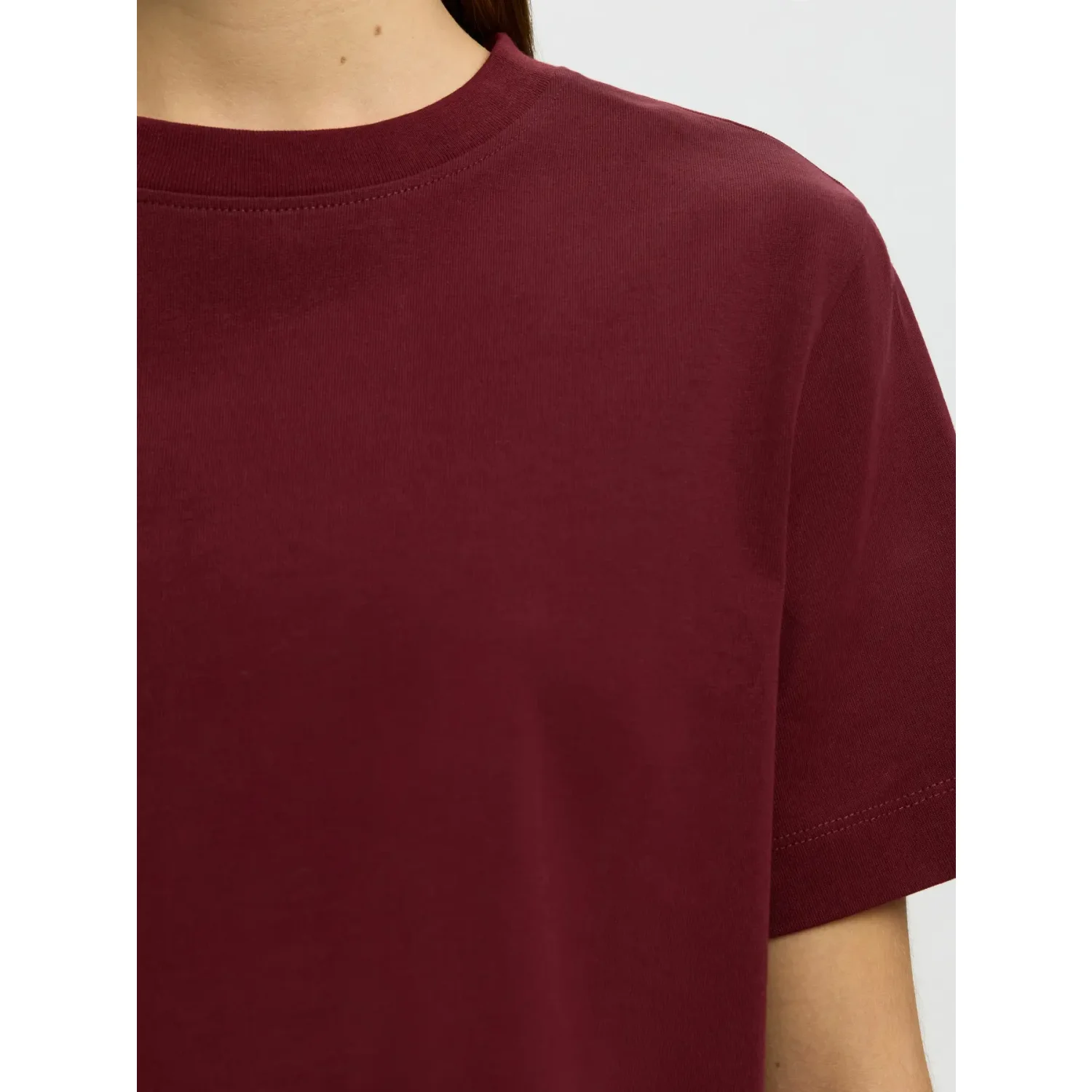 Selected Women SLWEssential Boxy T-Shirt Bordeaux Rood - Afbeelding 3