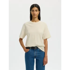 Selected Women SLWAda Linnen T-Shirt Wit