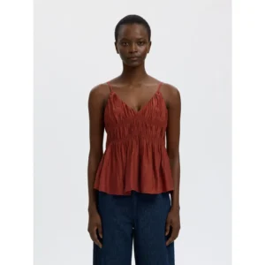 Selected SLFJackie Strap Top Mahonie Rood