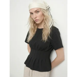 Hypedrop HDoria SS Pleated T-Shirt Zwart