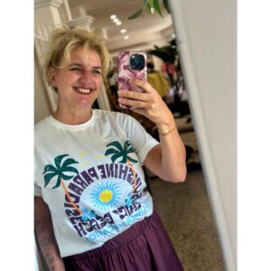Fluresk Nura Paars Print T-Shirt Wit