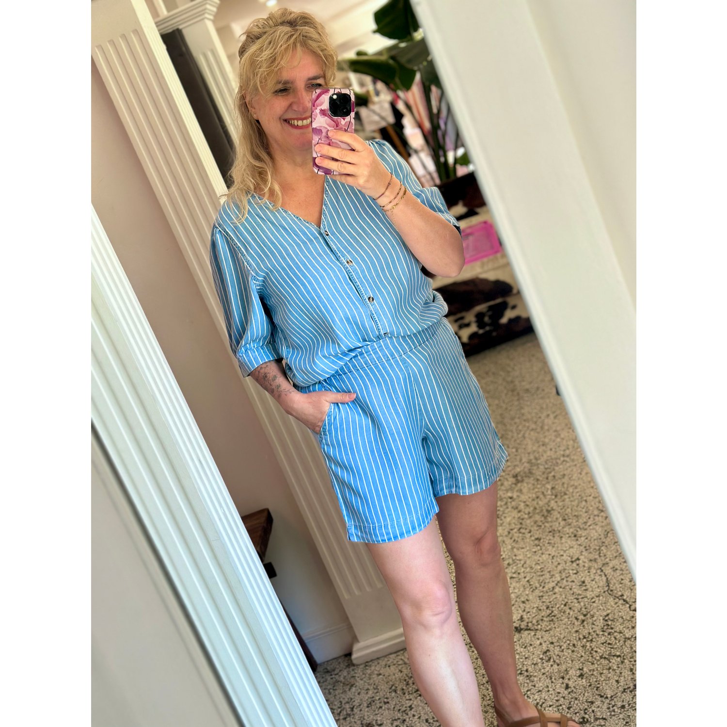 B.young BYKosmo Striped Shorts Licht Blauw - Afbeelding 3