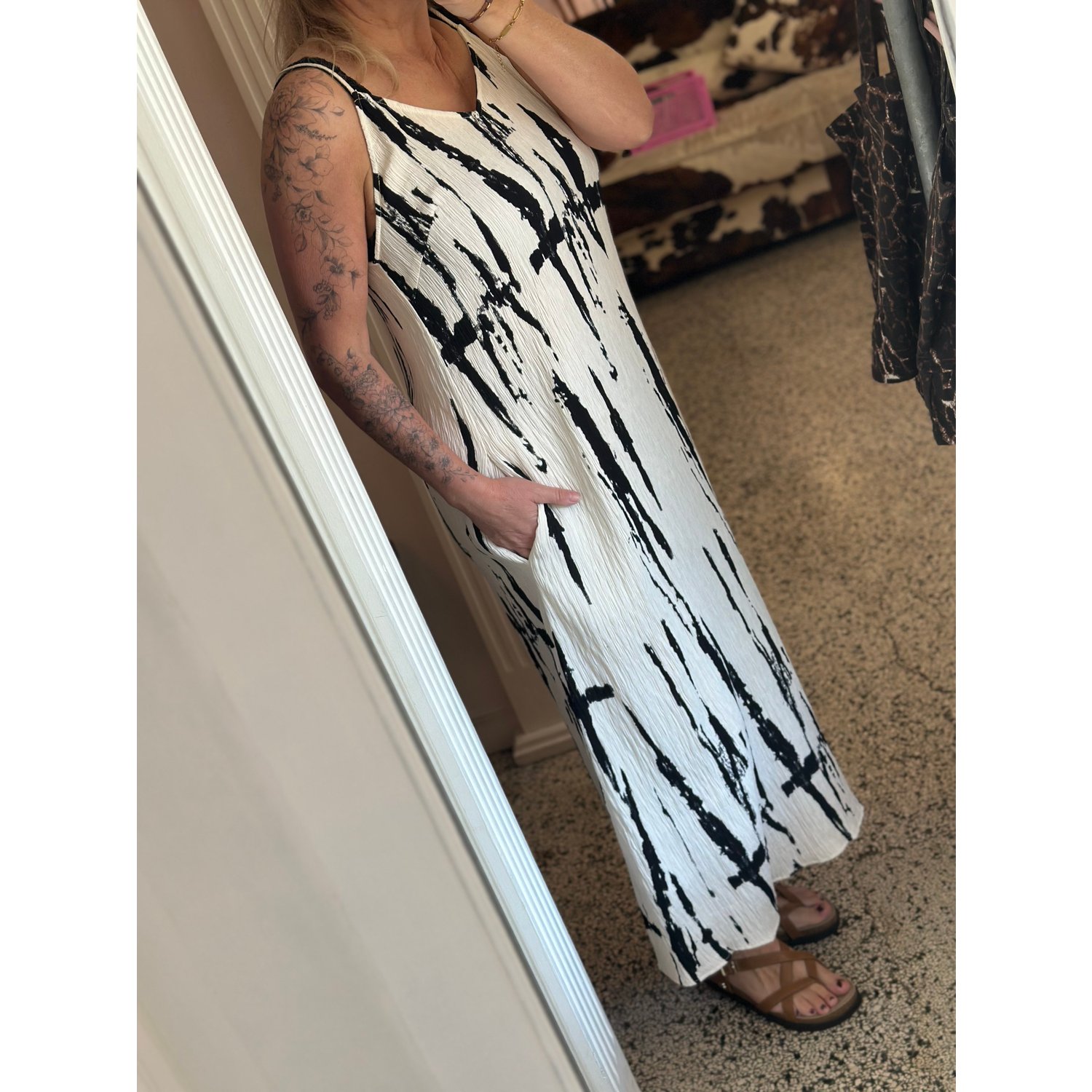 Culture CUOra Strap Dress Zwart Wit - Afbeelding 2
