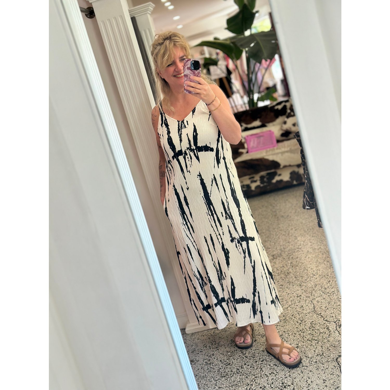 Culture CUOra Strap Dress Zwart Wit
