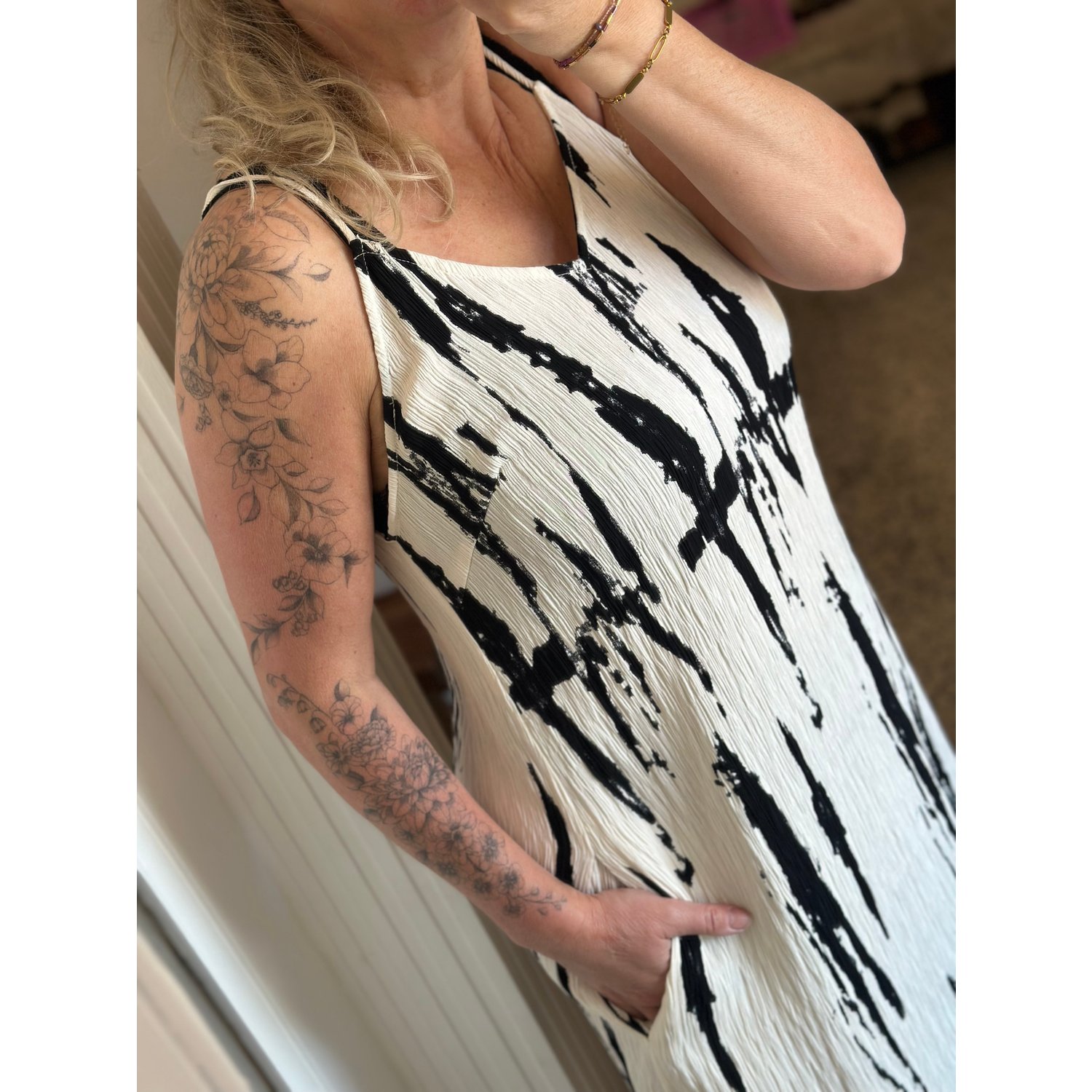 Culture CUOra Strap Dress Zwart Wit - Afbeelding 3