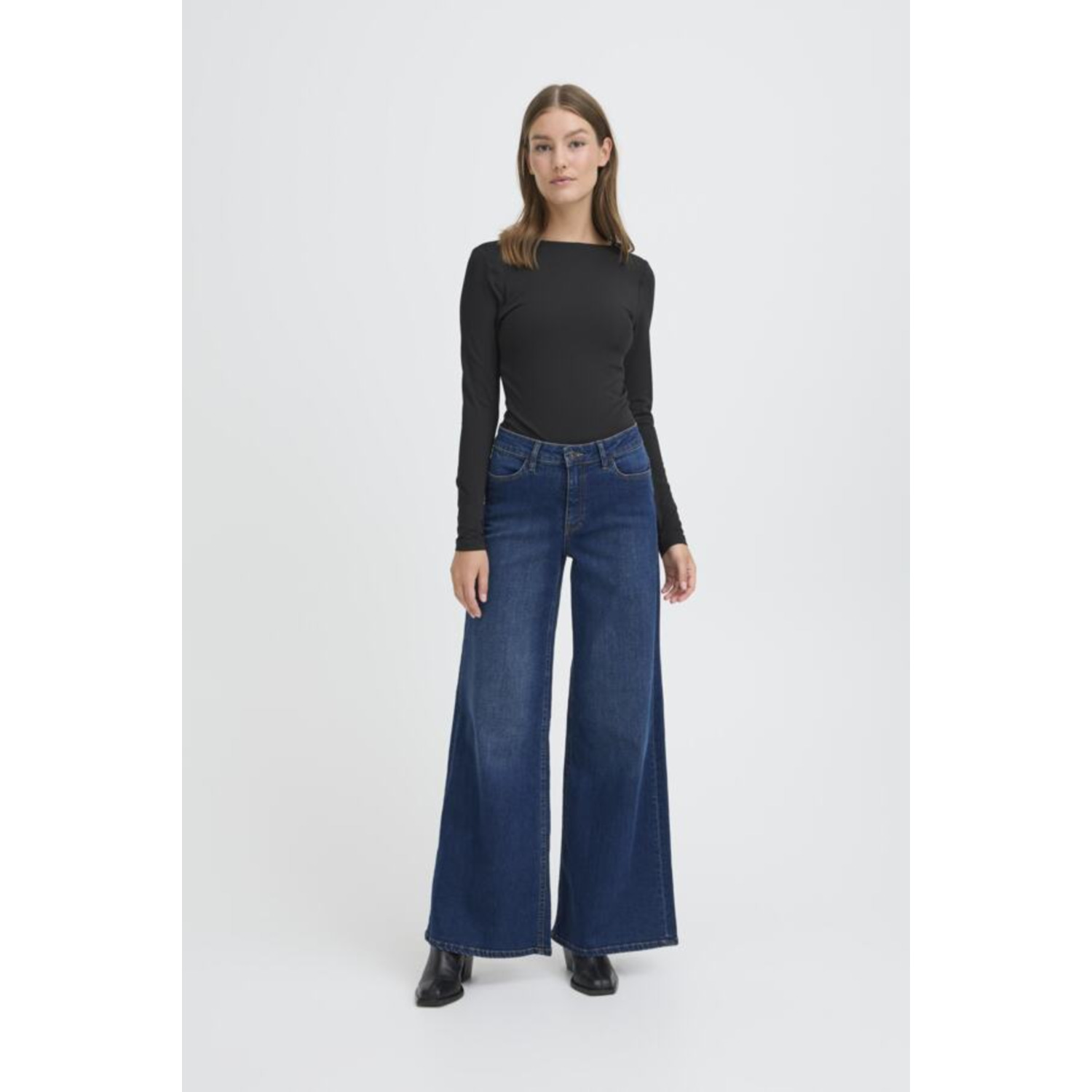 ICHI IHTwiggy Wide Leg Jeans Donker Blauw - Afbeelding 4