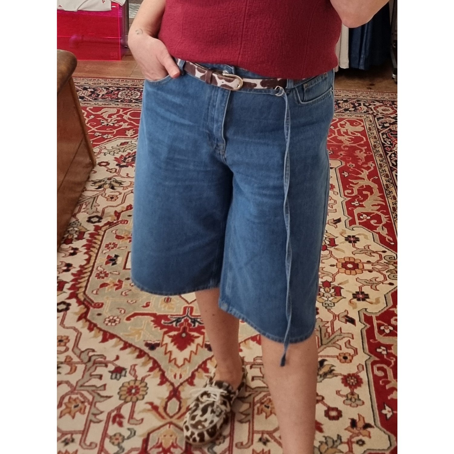 Selected SLFTenna MW Bermuda Denim Shorts Blauw