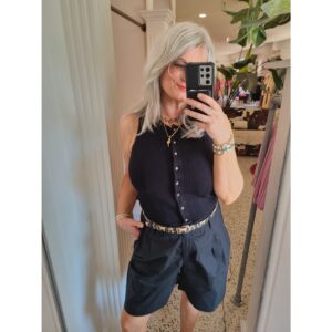 Selected Femme SLFTrixie Button Top Zwart