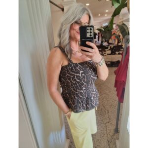 ICHI IHBrokes Leopard Jeans Top Bruin
