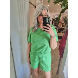 Fluresk Mae Broderie T-shirt Groen