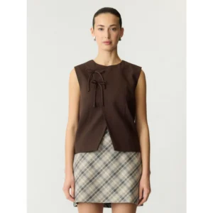 YAS Toril SL Waistcoat Top Bruin