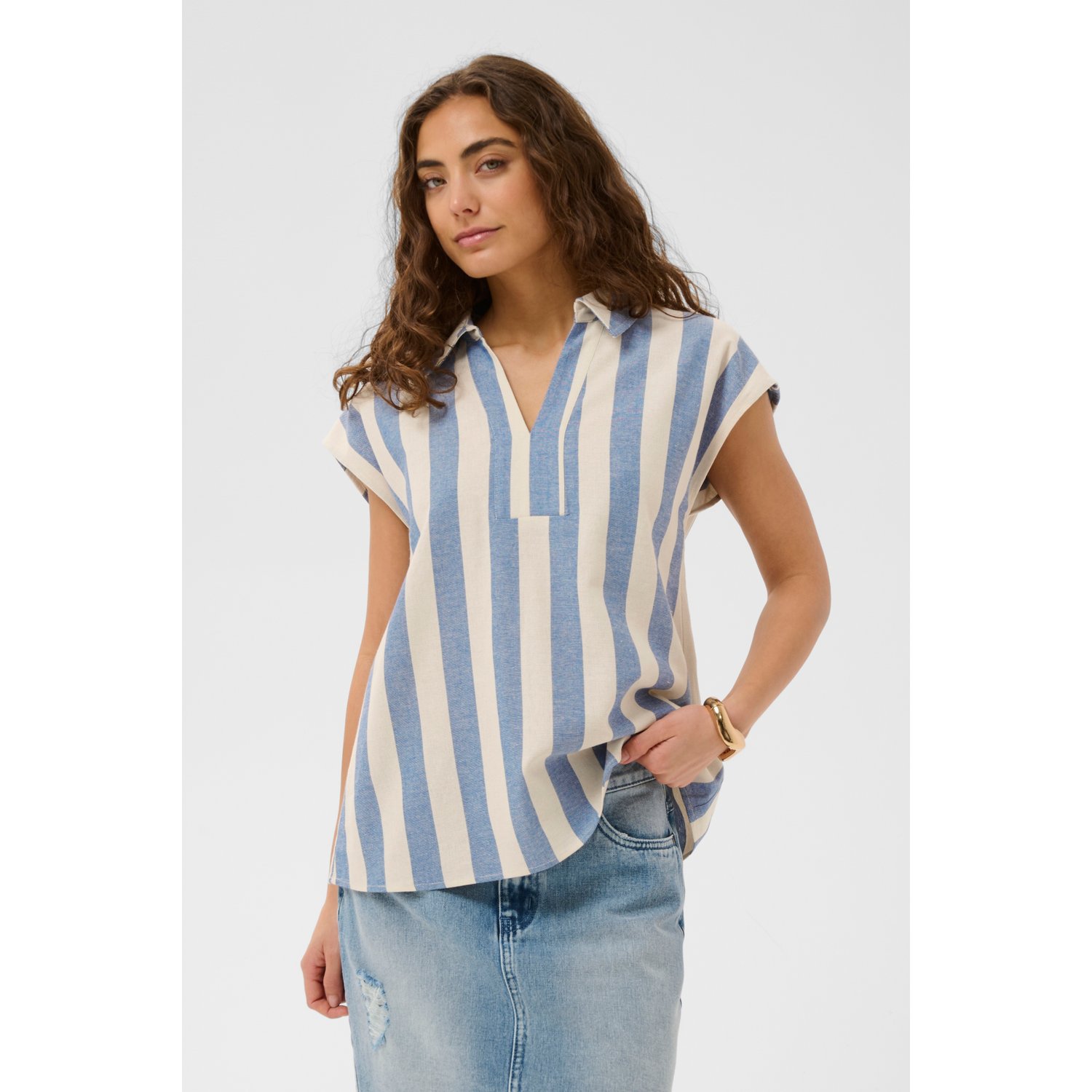 Culture CUKapina Blouse Top Gestreept Blauw Wit