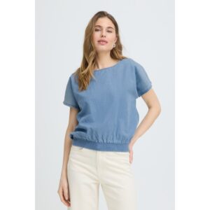 Pulz PZJill SS Blouse Top Licht Blauw